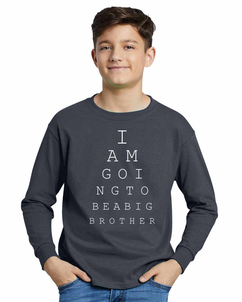 I AM GOING TO BE BIG BROTHER EYE CHART on Youth Long Sleeve Shirt (#1008-203)