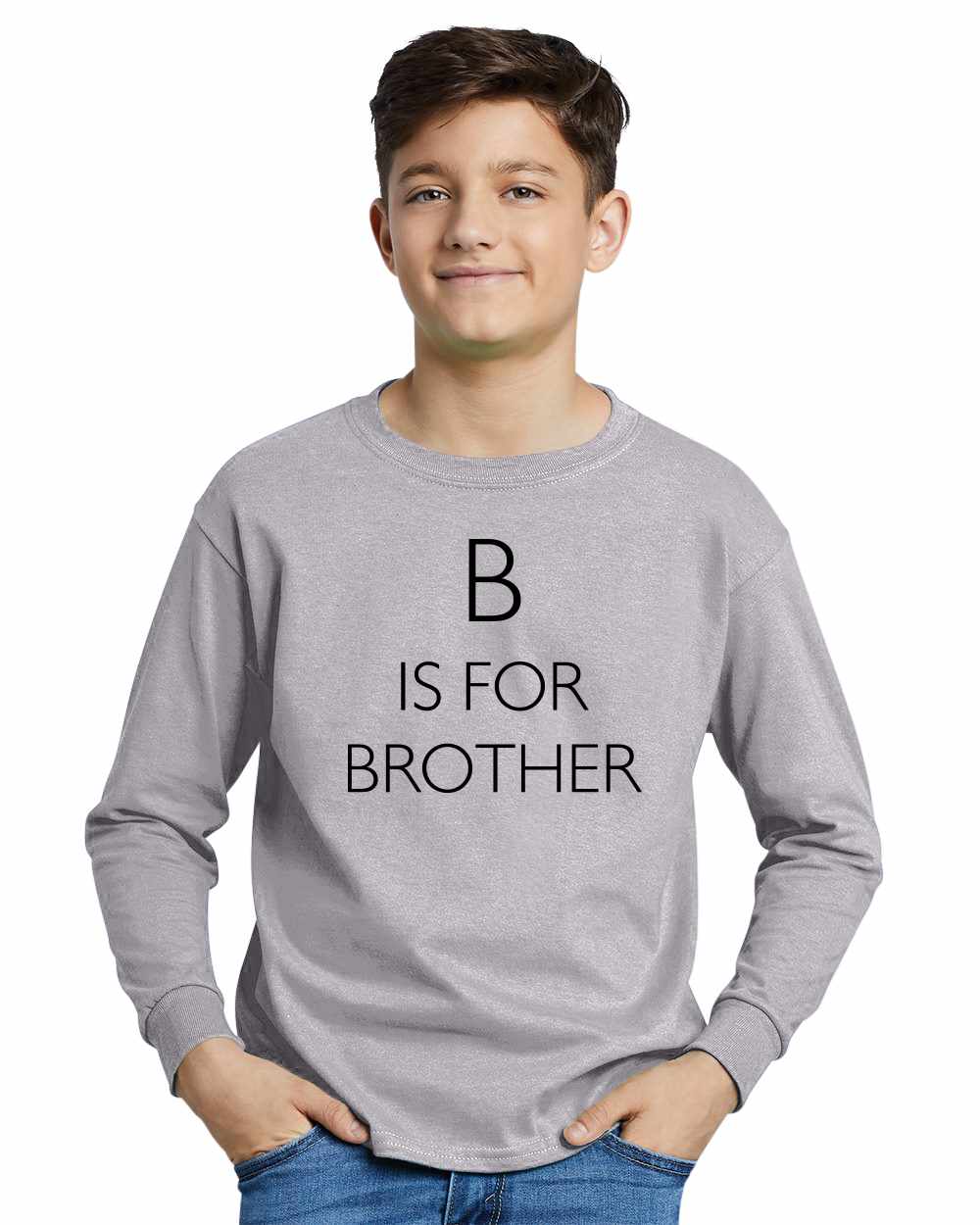 B is for Brother on Youth Long Sleeve Shirt (#1009-203)