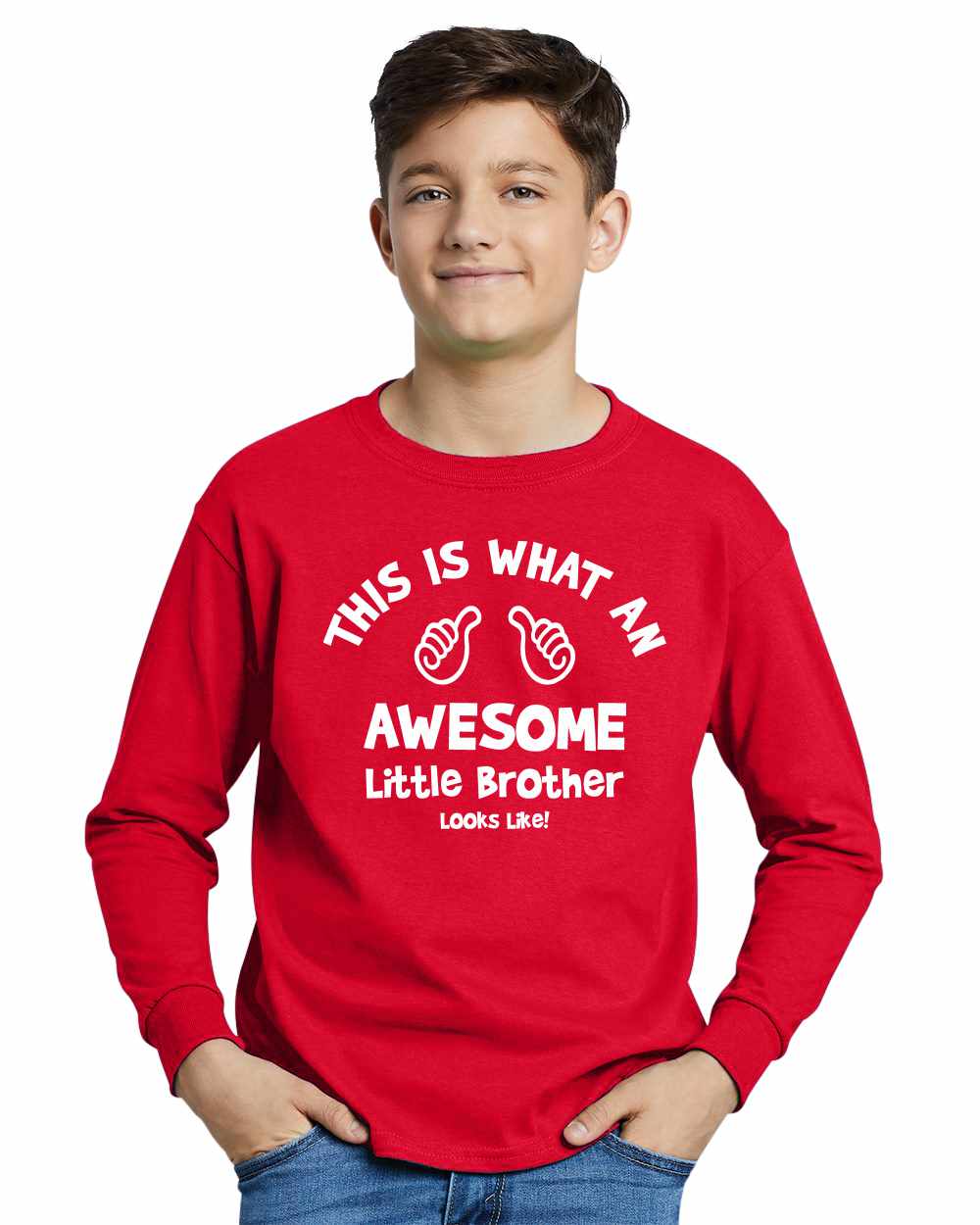 This is What an AWESOME LITTLE BROTHER Looks Like on Youth Long Sleeve Shirt