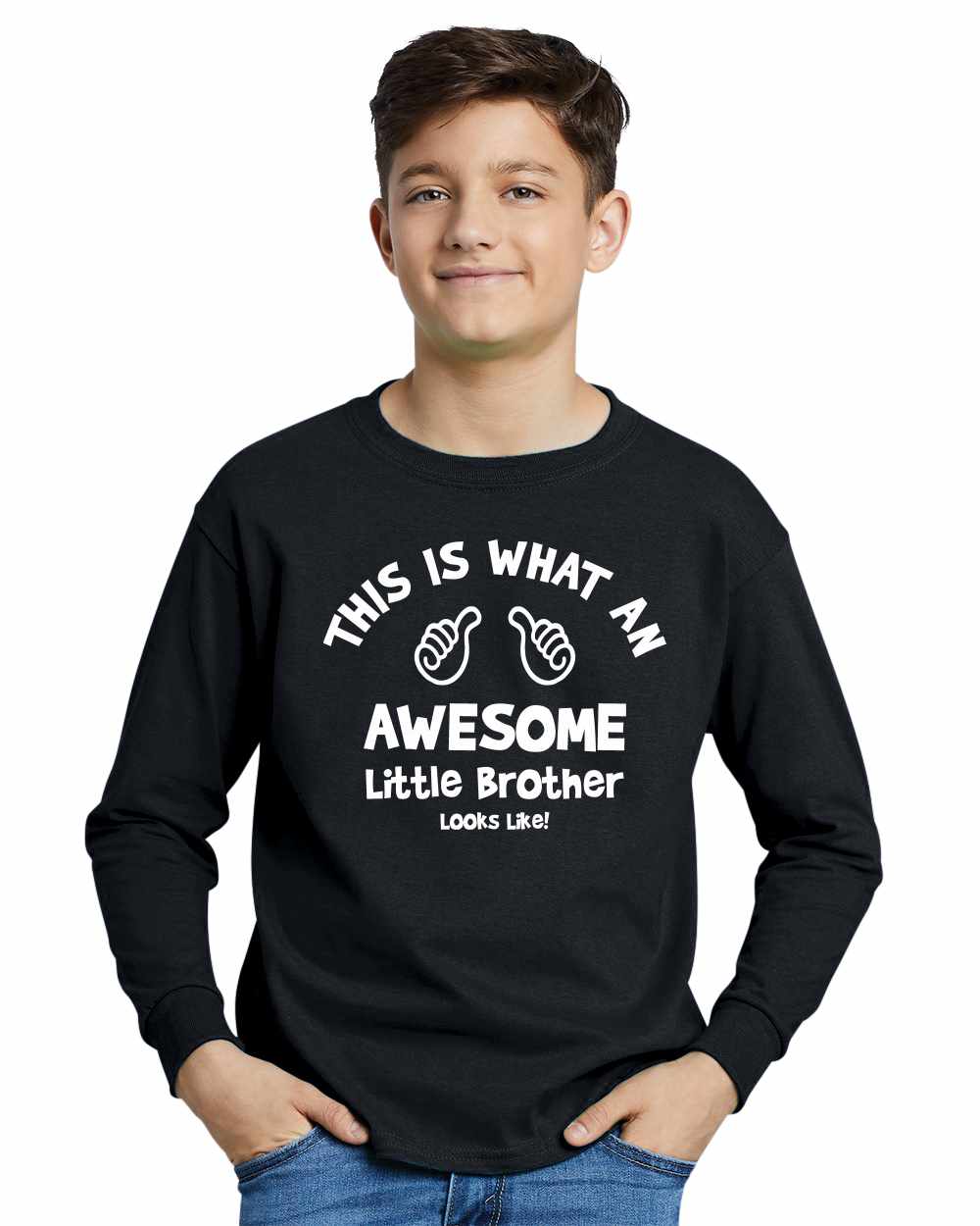 This is What an AWESOME LITTLE BROTHER Looks Like on Youth Long Sleeve Shirt (#1036-203)