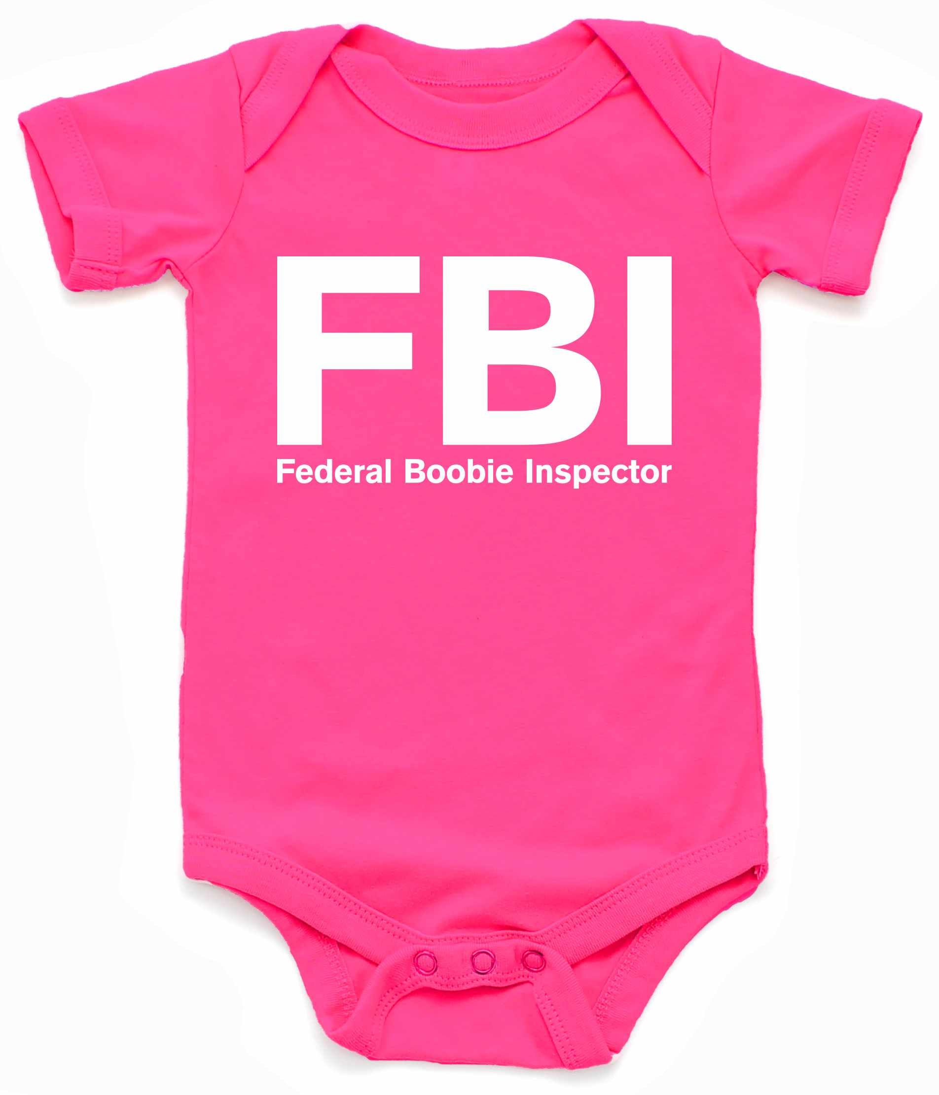 Federal Boobie Inspector Infant BodySuit - Hot Pink / NewBorn - Hot Pink / 6 Month - Hot Pink / 12 Month - Hot Pink / 18 Month - Hot Pink / 24 Month