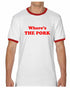 Where's The Pork Ringer Shirt - White/Red / Adult-SM - White/Red / Adult-MD - White/Red / Adult-LG - White/Red / Adult-XL - White/Red / Adult-2X