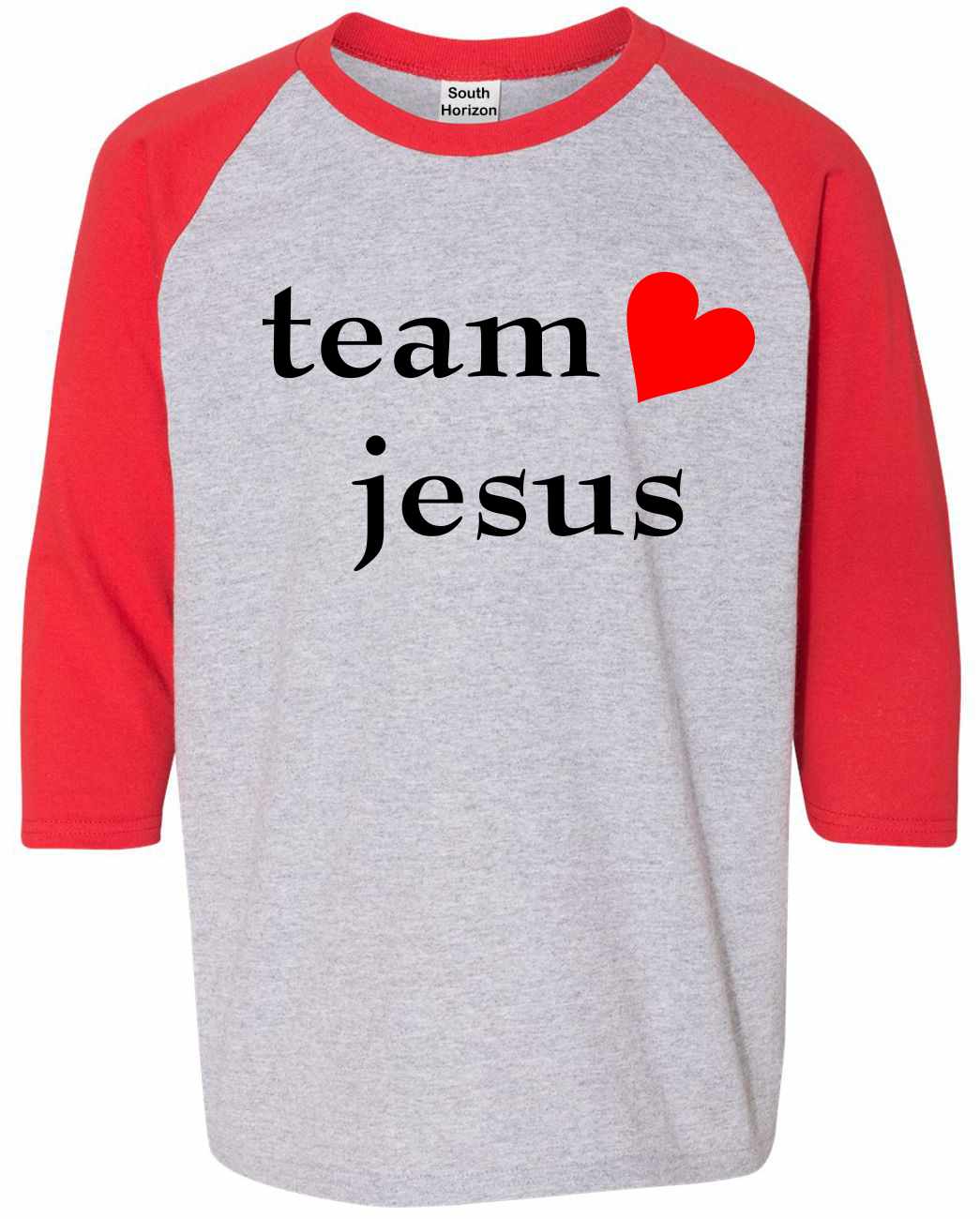 Team Jesus (heart) on Youth Baseball Shirt
