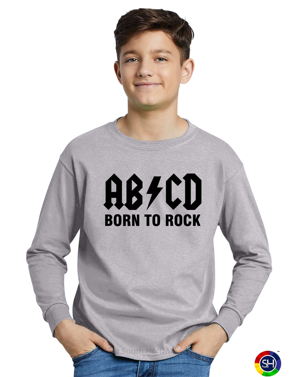 ABCD Born To Rock on Youth Long Sleeve Shirt (#1233-203)
