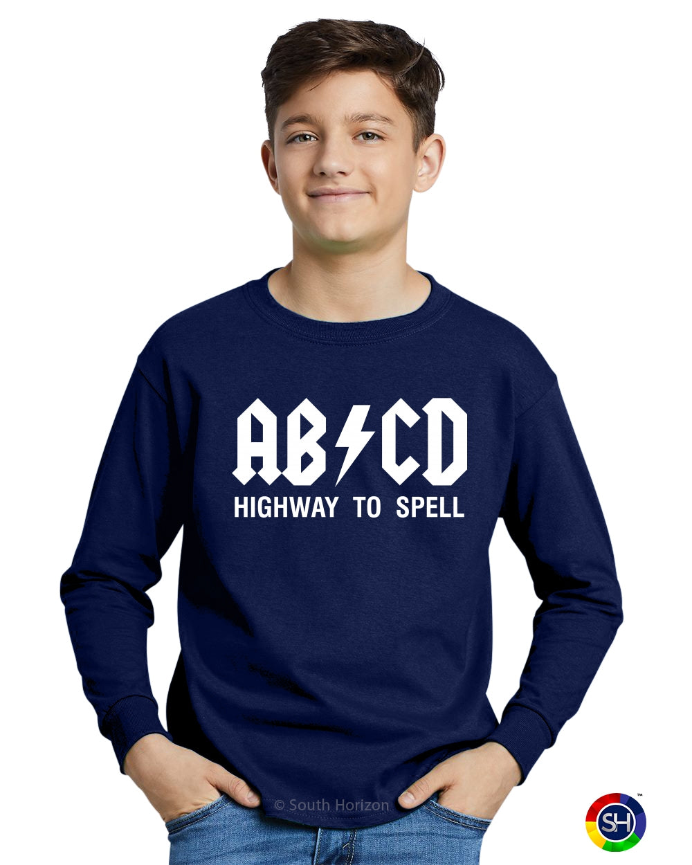 ABCD Highway To Spell on Youth Long Sleeve Shirt (#1236-203)
