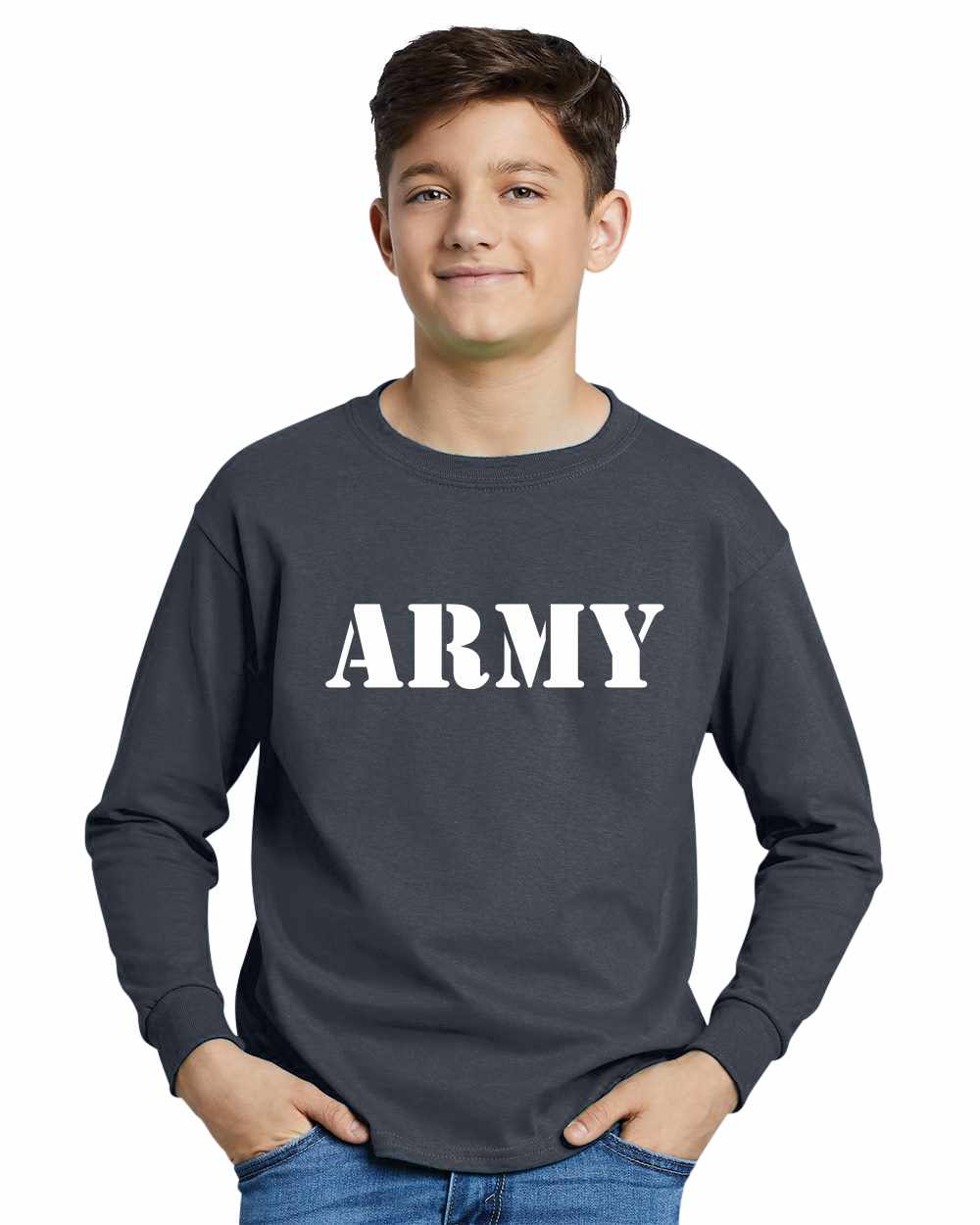 ARMY on Youth Long Sleeve Shirt (#338-203)