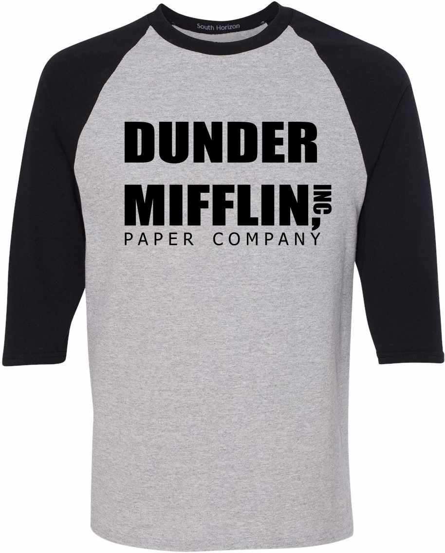 DUNDER MIFFLIN PAPER COMPANY on Adult Baseball Shirt (#469-12)