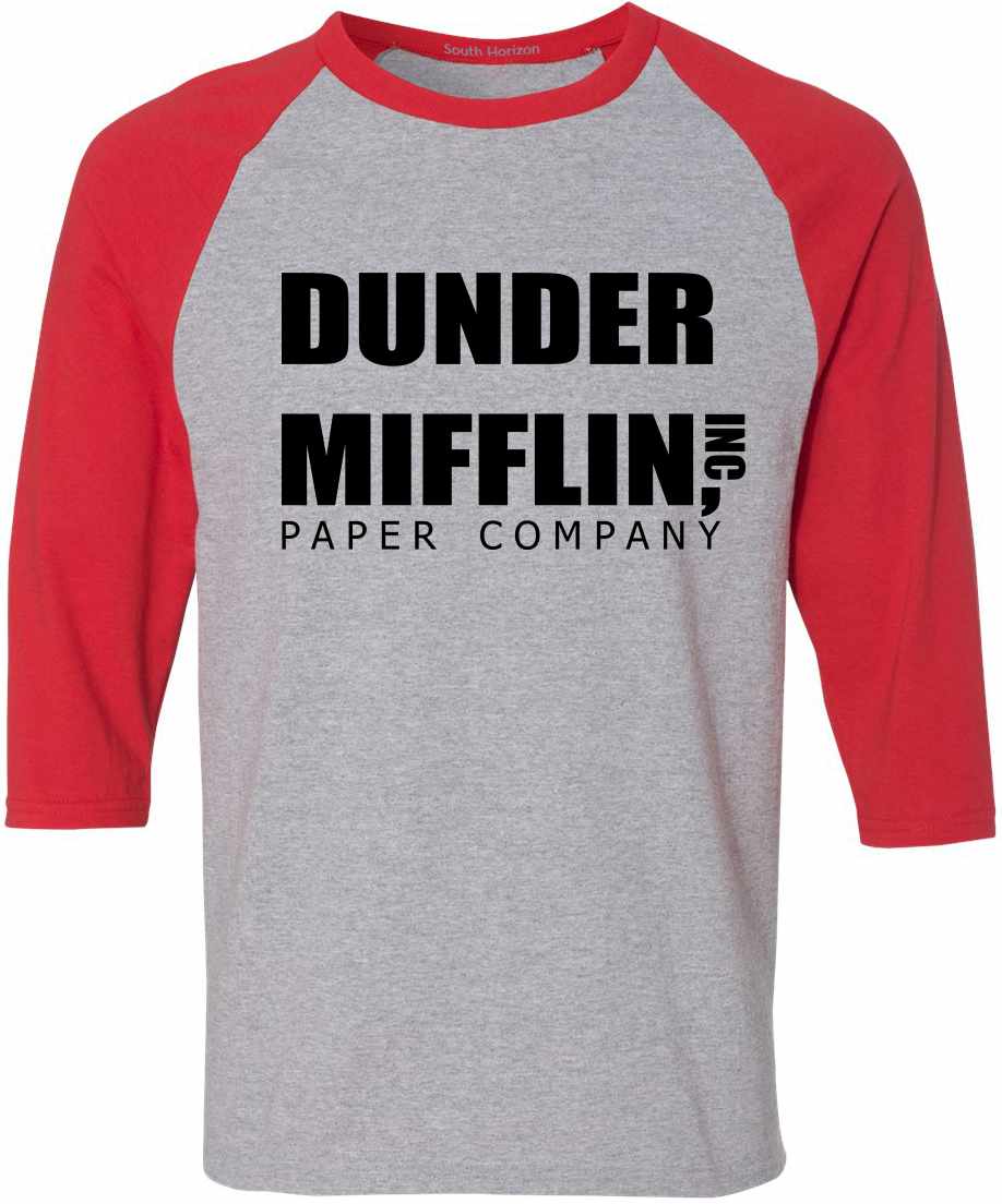 DUNDER MIFFLIN PAPER COMPANY on Adult Baseball Shirt (#469-12)
