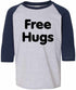FREE HUGS on Youth Baseball Shirt (#572-212)
