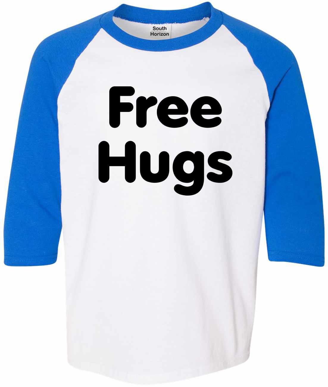FREE HUGS on Youth Baseball Shirt
