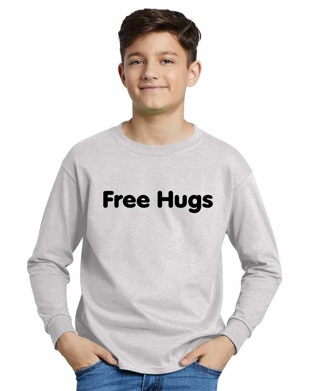 Free Hugs on Youth Long Sleeve Shirt (#626-203)