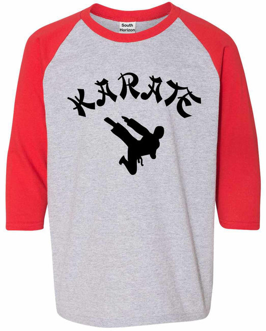 KARATE on Youth Baseball Shirt