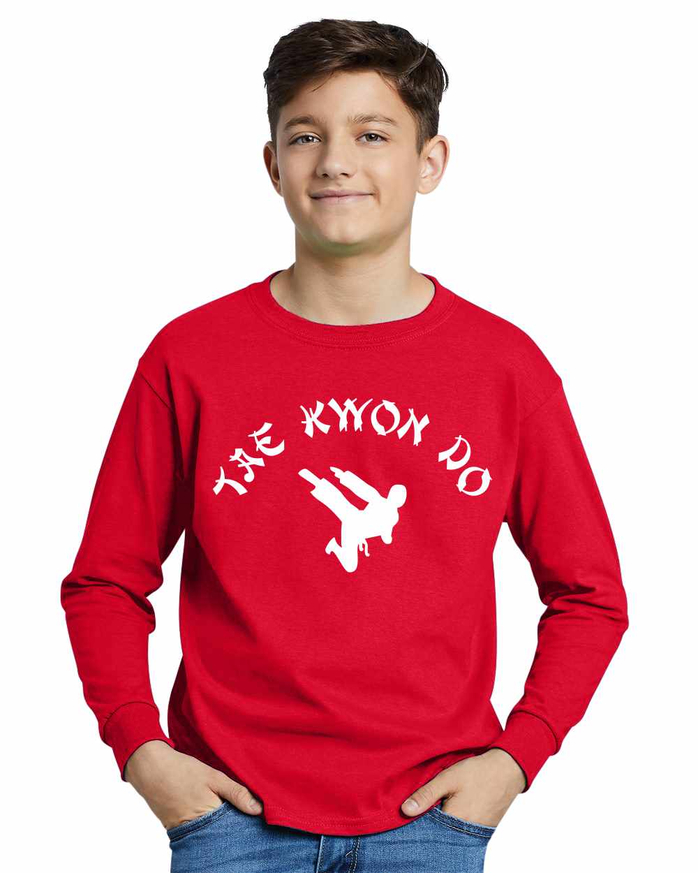 TAE KWON DO on Youth Long Sleeve Shirt (#748-203)