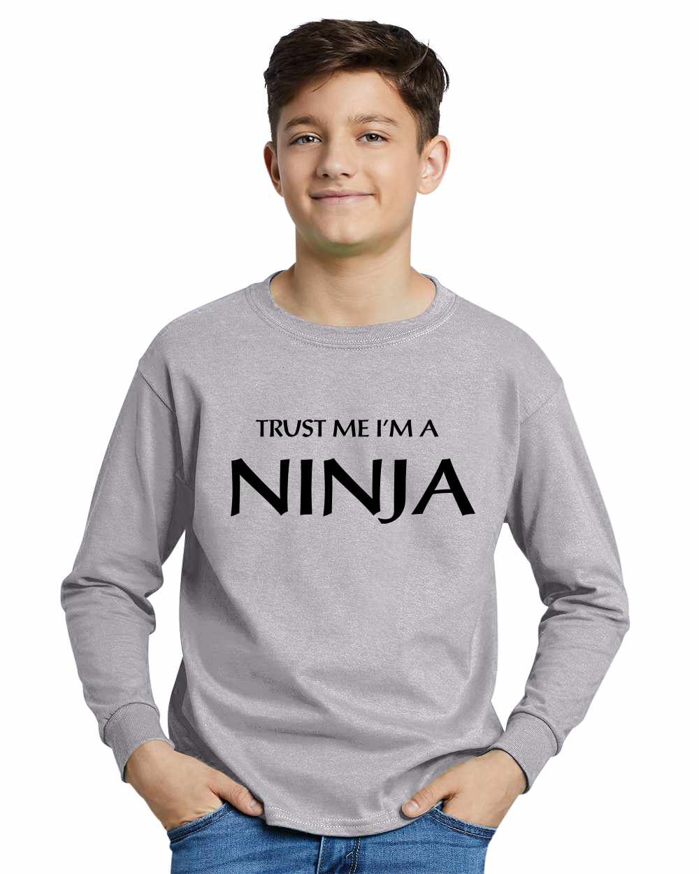 Trust Me I'm a NINJA on Youth Long Sleeve Shirt
