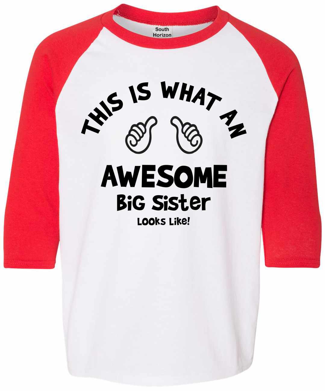 This is What an AWESOME BIG SISTER Looks Like on Youth Baseball Shirt (#969-212)